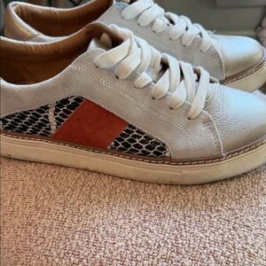Printed womens Sneakers with Orange Accent